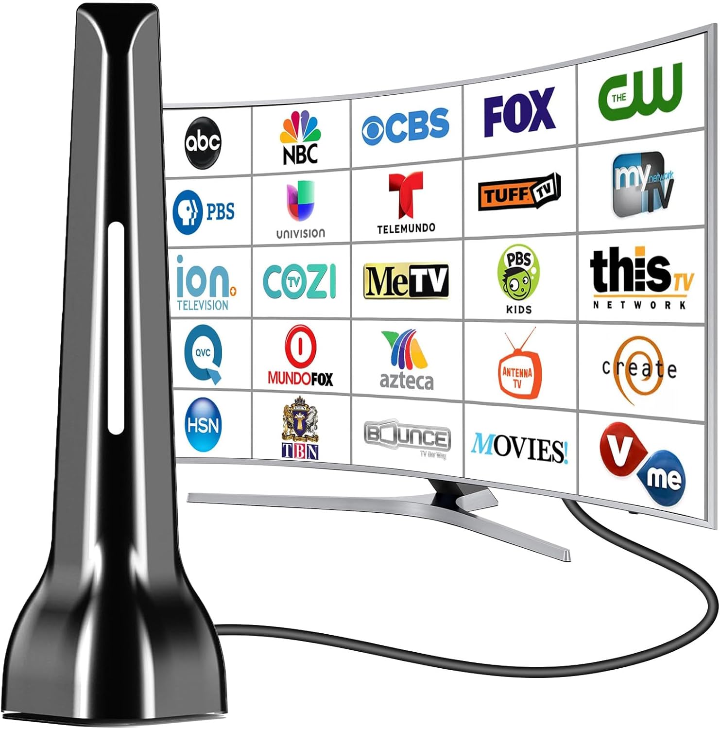 Powerful DTB Tech Indoor HDTV Antenna - 360 Reception