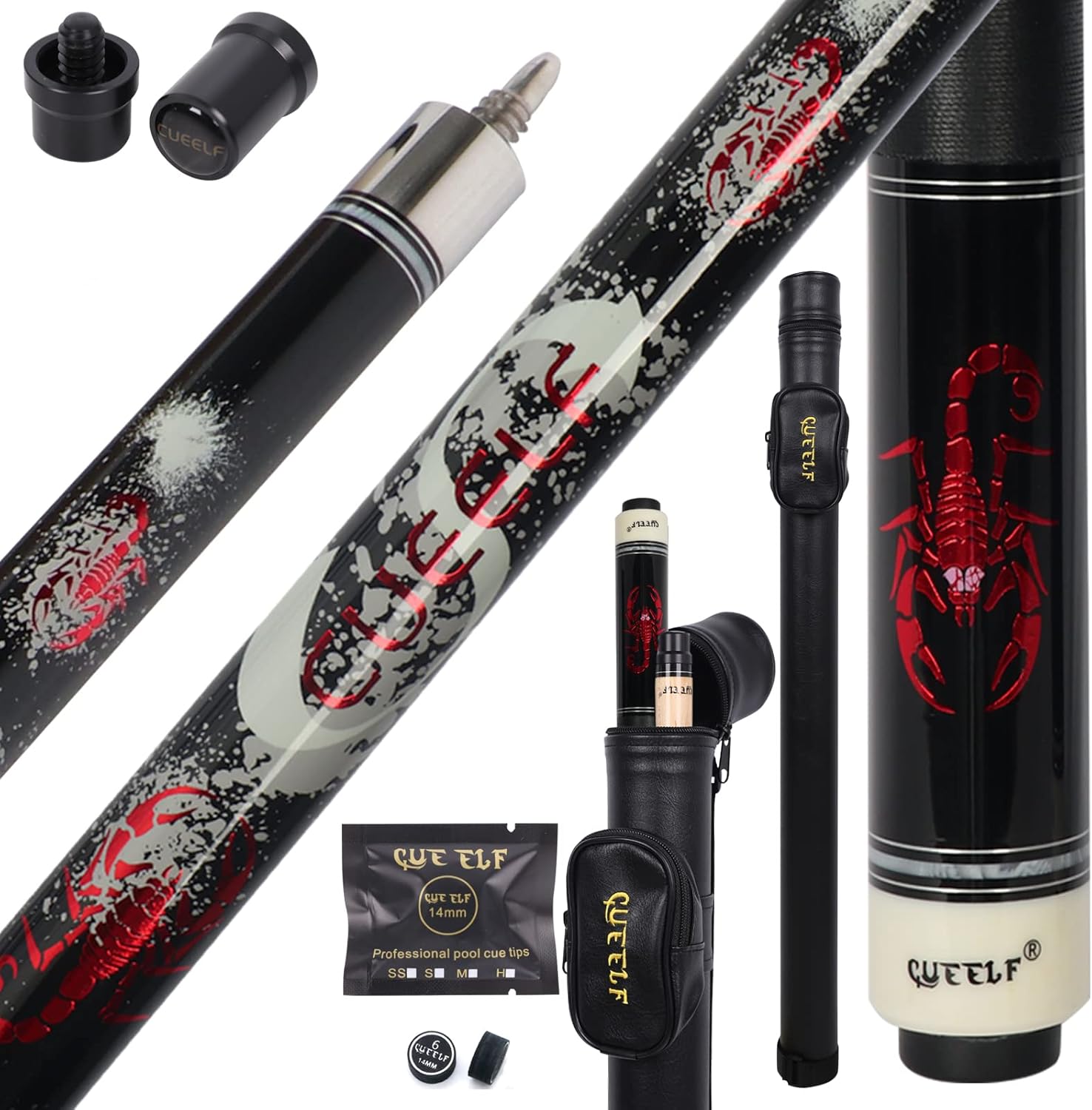 Professional Billiard Pool Cue Stick with Hard Case and Low Deflection
