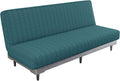 Jacquard Futon Cover Stretch Armless Futon Slipcover - Peacock Blue