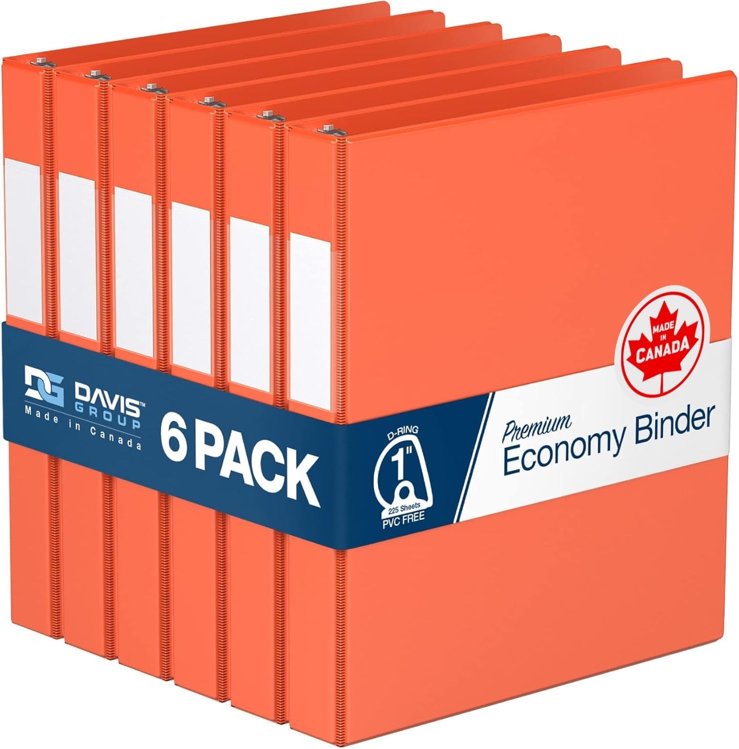 Premium Economy 6-Pack 1 Inch D-Ring Binders for School Use