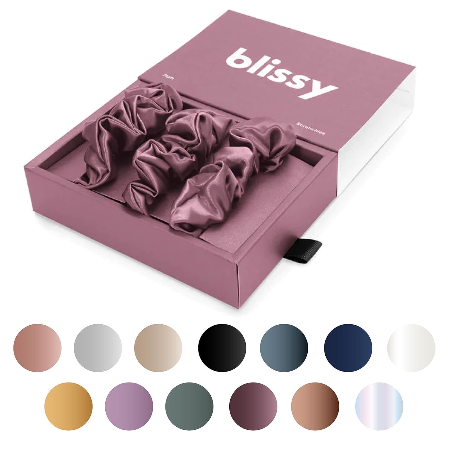 Blissy Silk Scrunchies 3 Pack - Pure Mulberry Silk Hair Ties