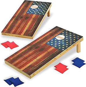 OOFIT Solid Wood Cornhole Game Set for Tailgate and Outdoor Fun