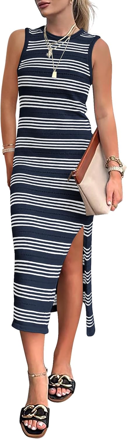 PRETTYGARDEN Women's Summer Casual Sleeveless Midi Dress