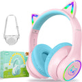 Kids Bluetooth Headphones with LED Cat Ears - Safe 94dB Volume