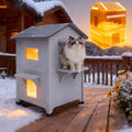 Insulated Outdoor Cat House for Feral Cats with Escape Door