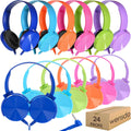 Classroom Headphones Bulk 24 Pack Multi Colored for Kids - Classroom