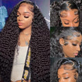 34 in Lace Front Wig Human Hair Deep Wave - Natural Full Look