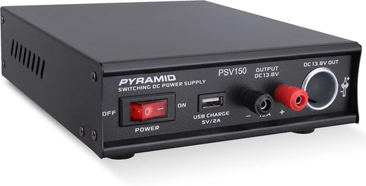 Pyramid 12V Power Supply Converter: Dual Input, USB Port, Cooling Fan