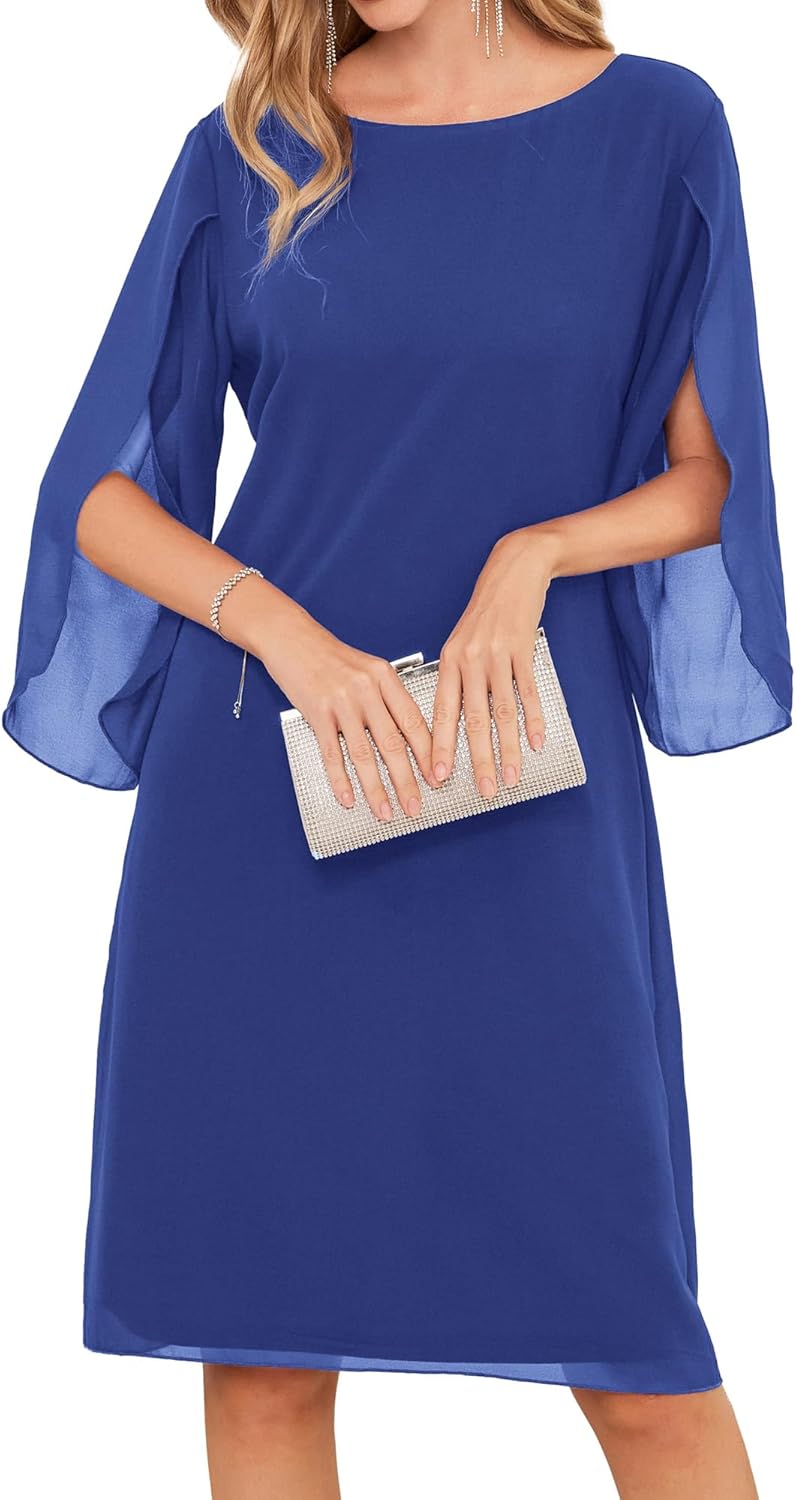 Chiffon Dresses for Women: Flutter Sleeve Party & Wedding Wear