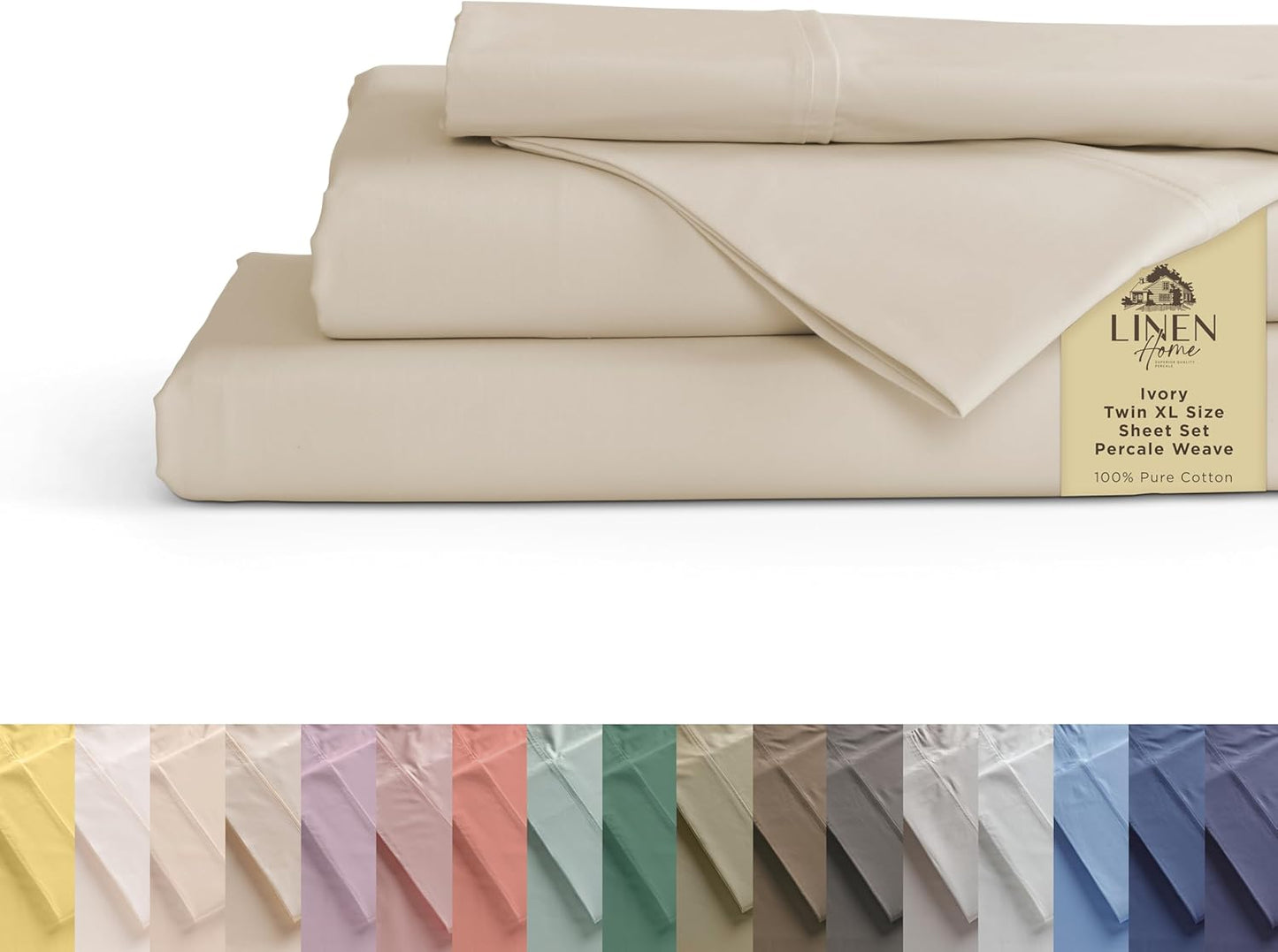 100% Cotton Percale Twin XL Sheets Set for Cozy Sleep Comfort