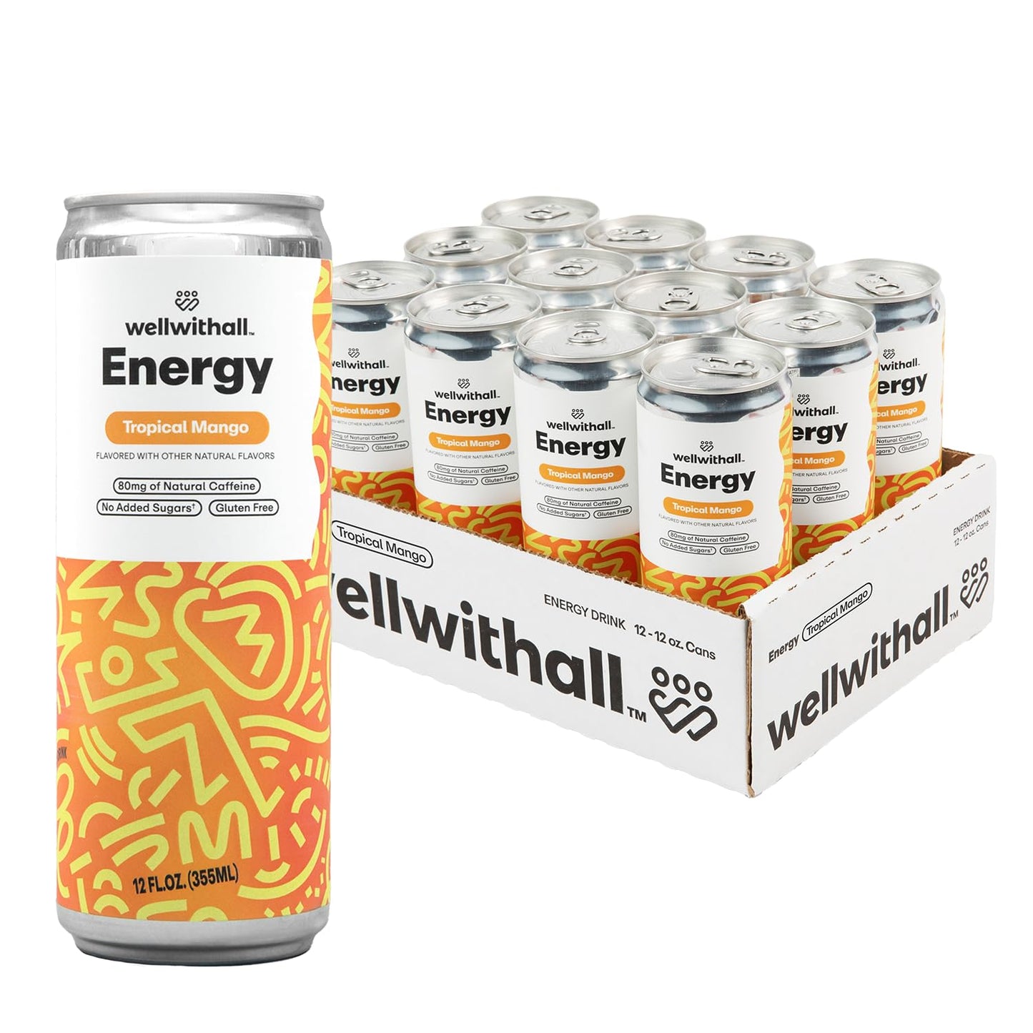 WellWithAll Tropical Mango Energy Drink for Balanced Energy