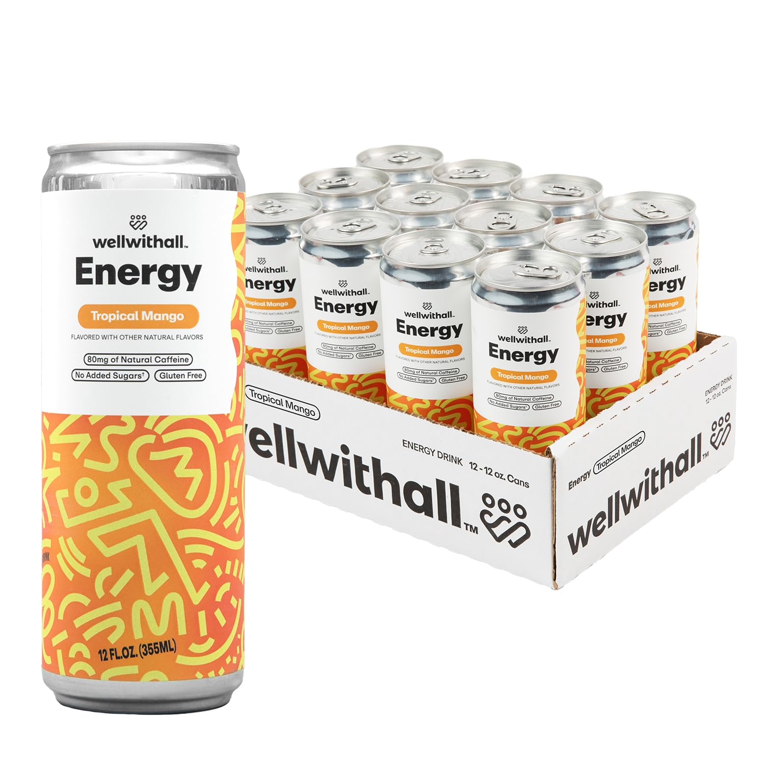 WellWithAll Tropical Mango Energy Drink for Balanced Energy