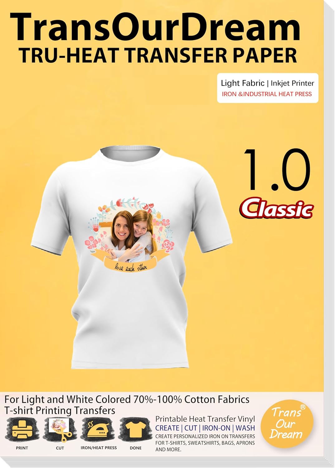 TransOurDream Iron on Heat Transfer Paper for Light Fabric
