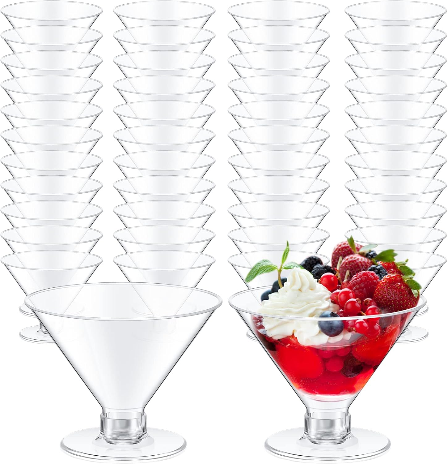 Yinkin 100 Pcs 5 oz Plastic Martini Glasses for Parties