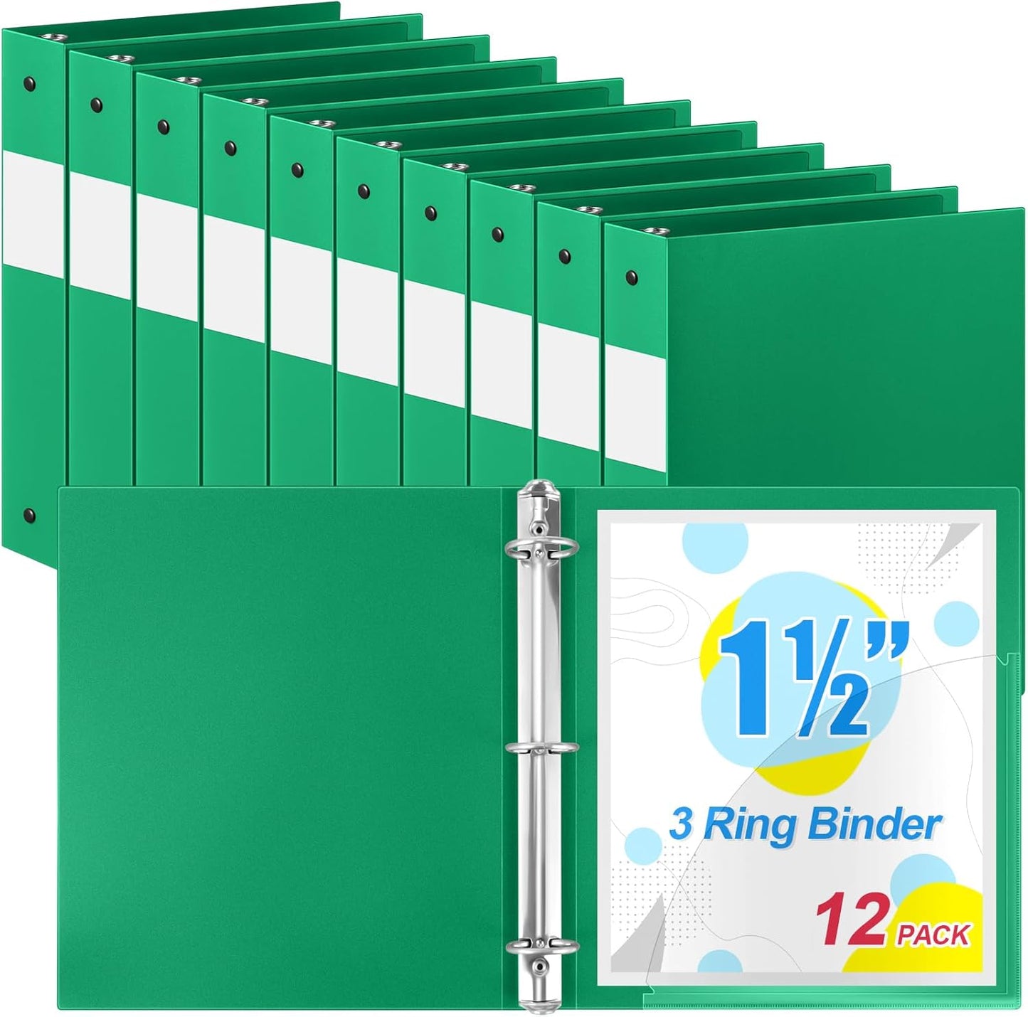 12 Pcs 1.5 Inch Plastic Flexible Round Binder for School Use