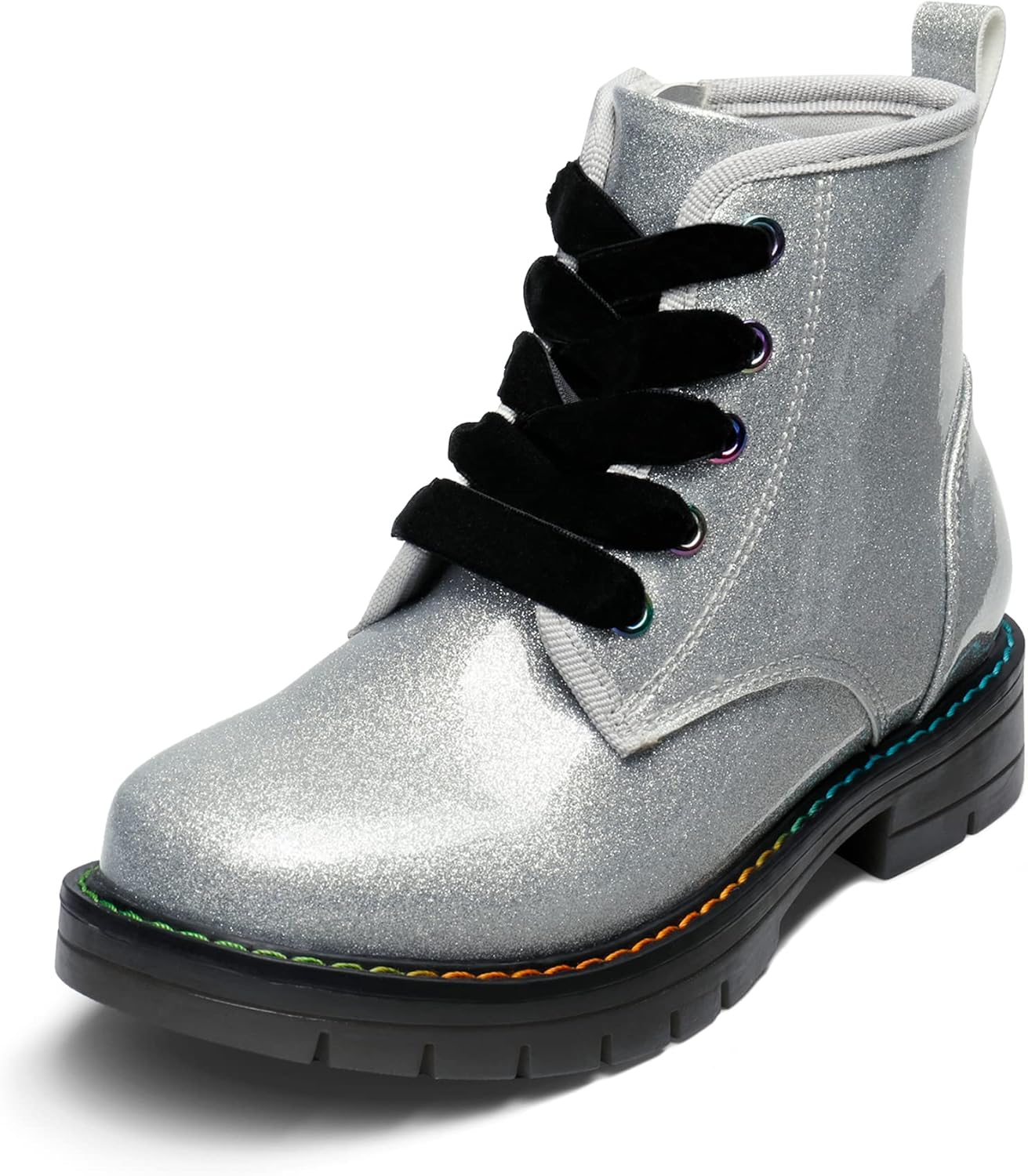 DREAM PAIRS Glitter Ankle Boots for Kids with Side Zipper