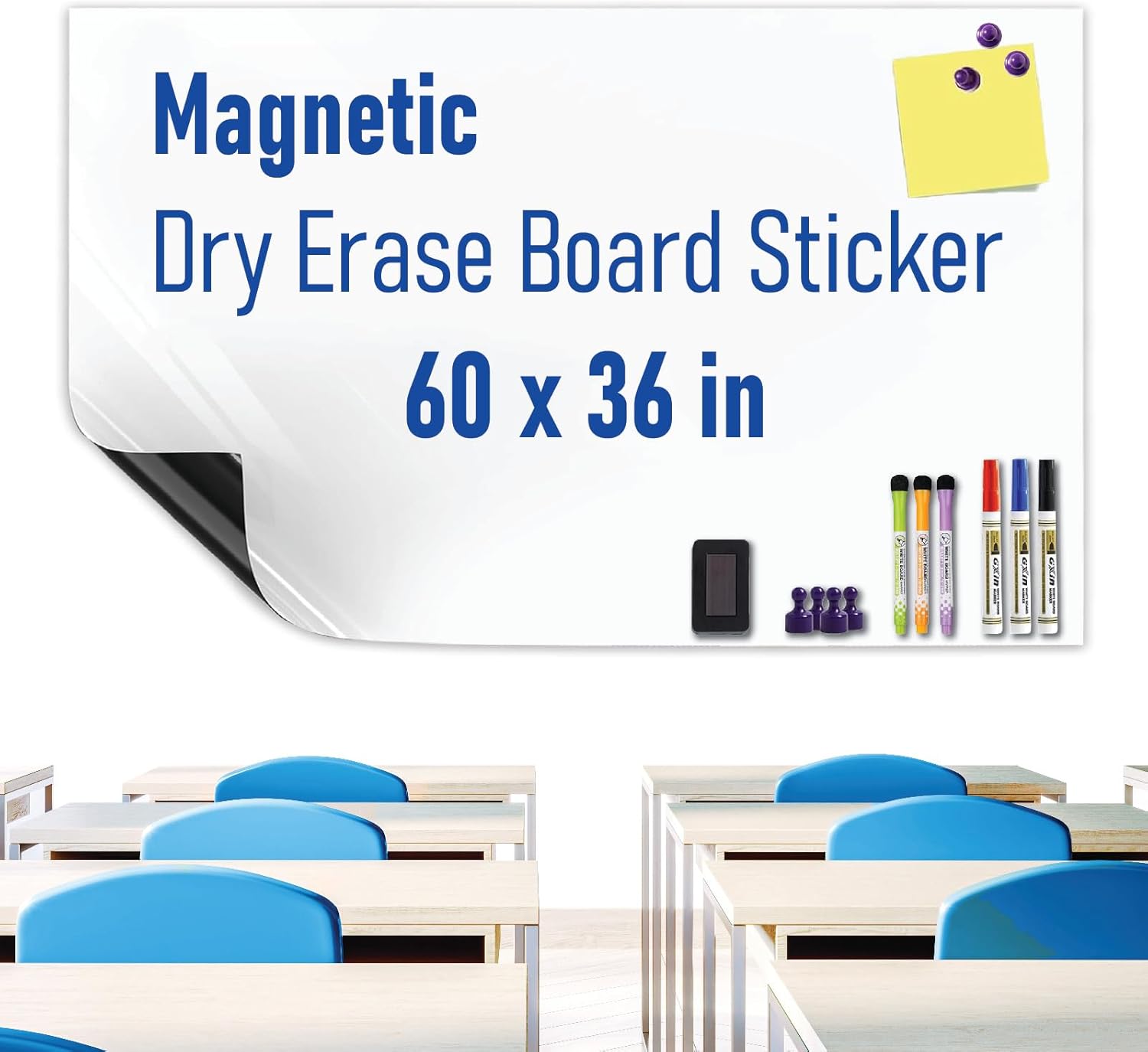 Magnetic Whiteboard Sticker - Versatile Adhesive Dry Erase Board