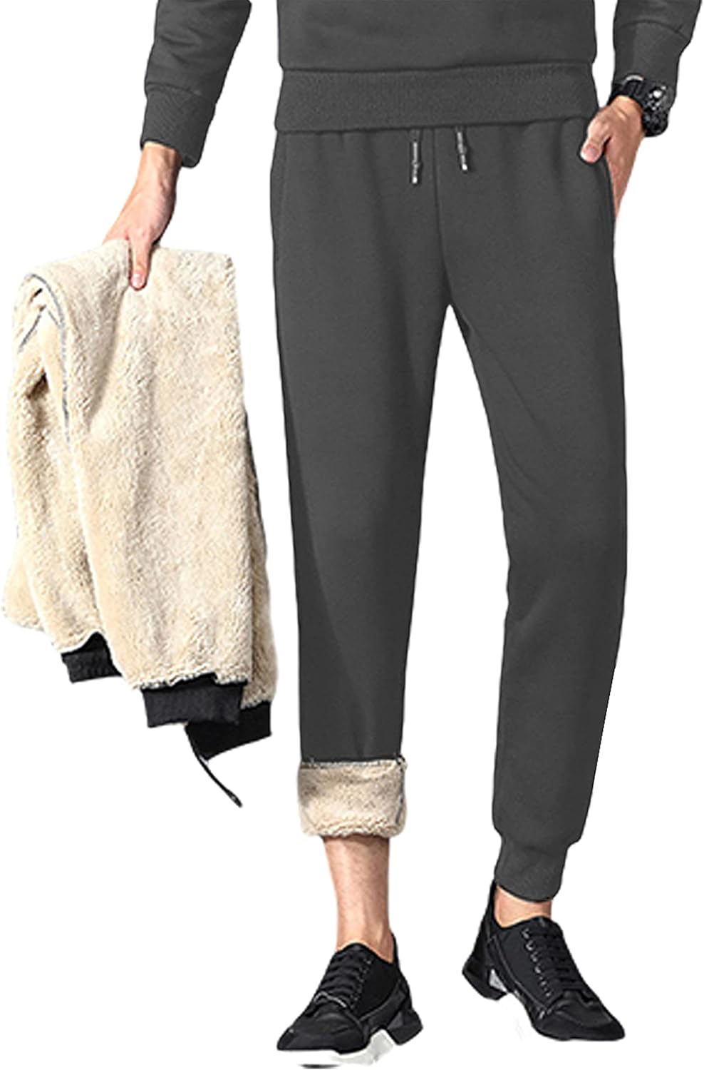 Lentta Men's Fleece Lined Sweatpants for Winter Warmth