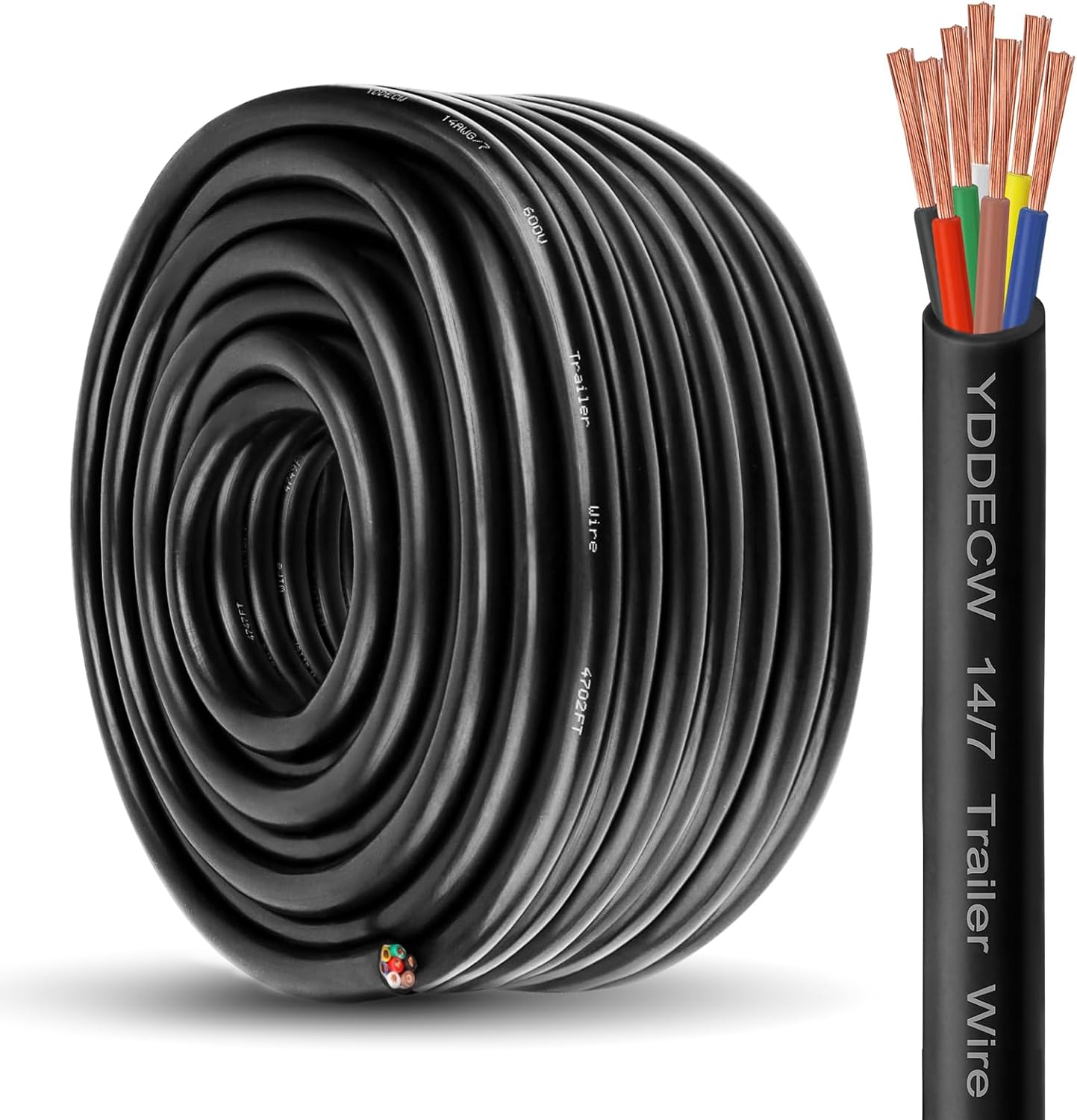 7 Way Trailer Wire 14 Gauge Heavy Duty 75FT Copper Cable