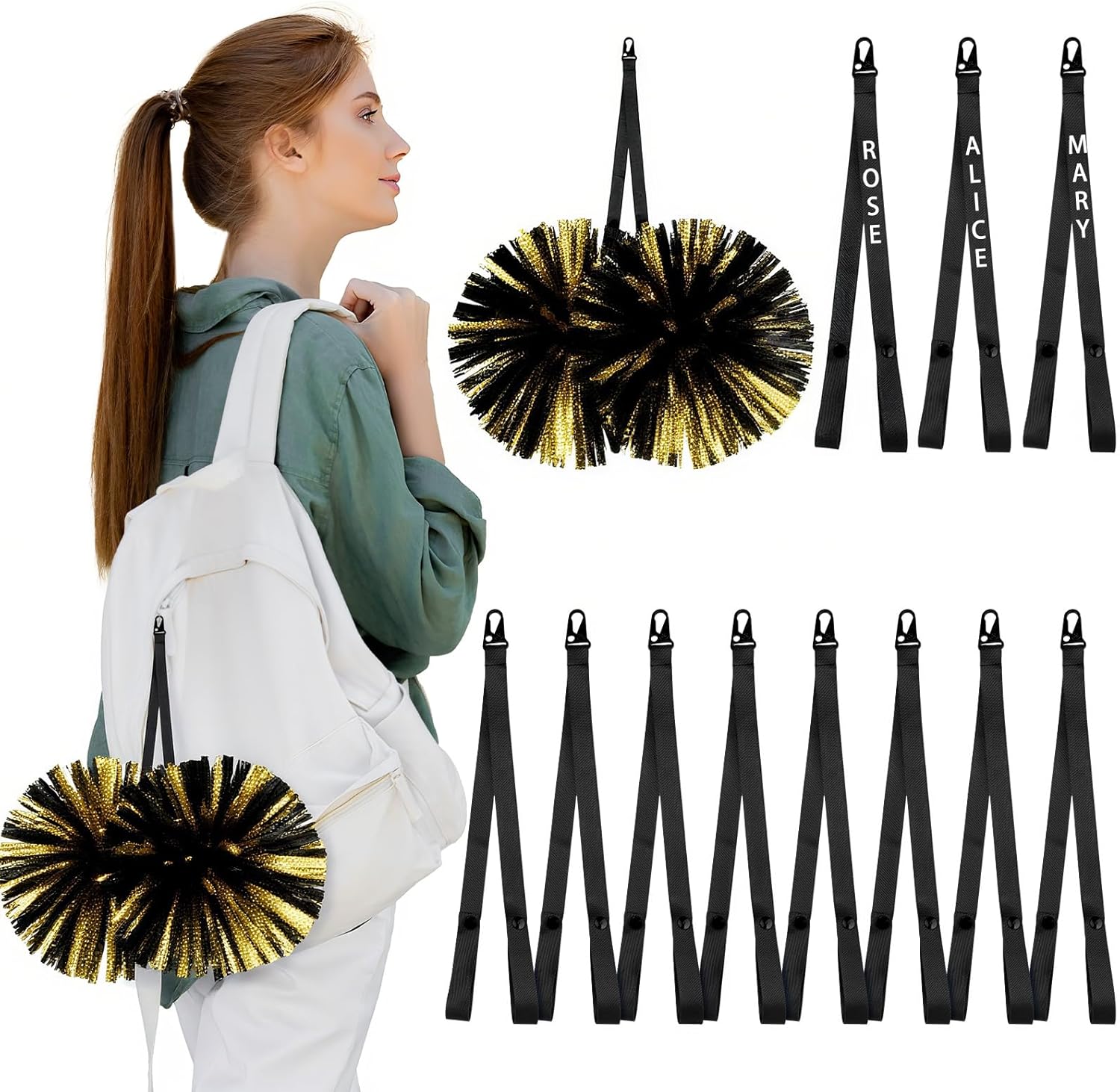 12 Pcs Personalized Pom Poms Holder for Cheerleading Gifts