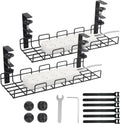 Under Desk Cable Management Tray - No-Drill Steel Organizers 2-Pack