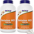 Now Betaine HCl 648mg 240 Veg Capsules Pack of 2 - Digestive Support