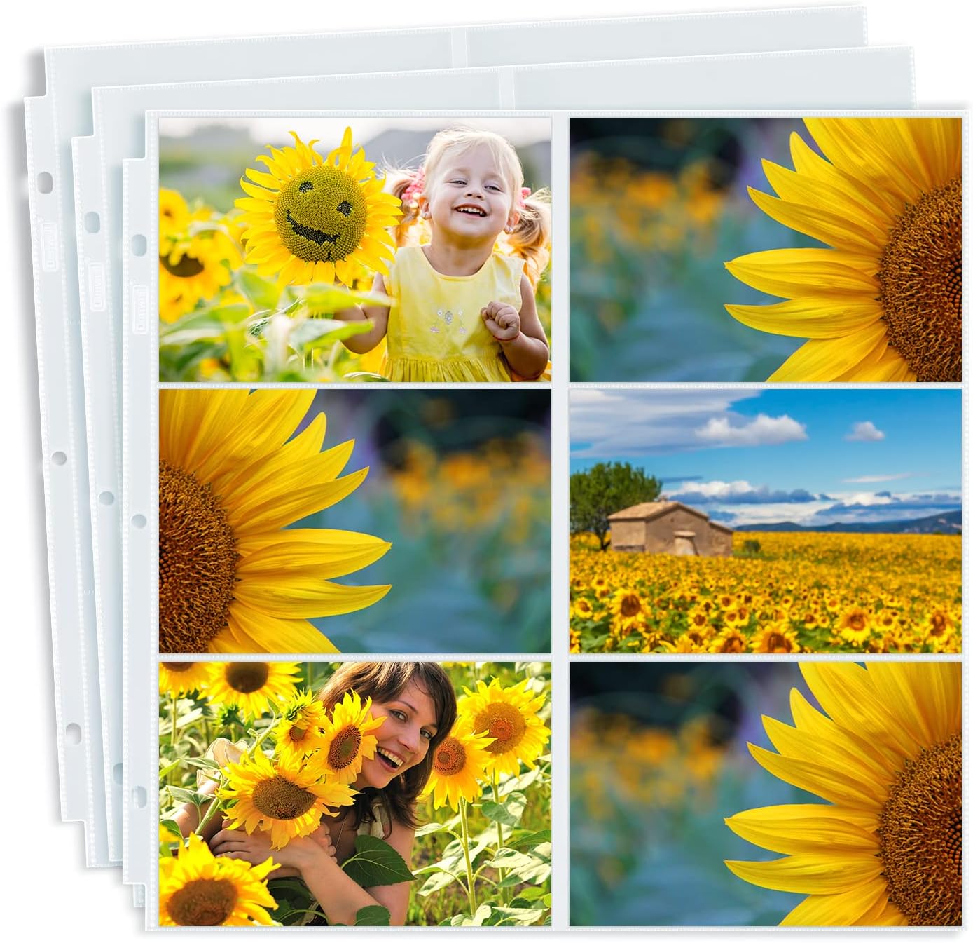Dunwell 12x12 Scrapbook Page Protectors for 4x6 Photos