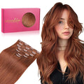 Clip in Hair Extensions 18 in 120g 7pcs - Dark Auburn Copper