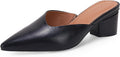 Coutgo Womens Pointed Toe V Cut Mules Chunky Block Heels (Style 5DTB)