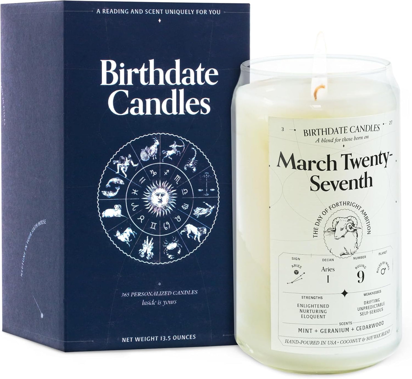 March 27 Birthday Candle - Aries Zodiac Scented Gift for All