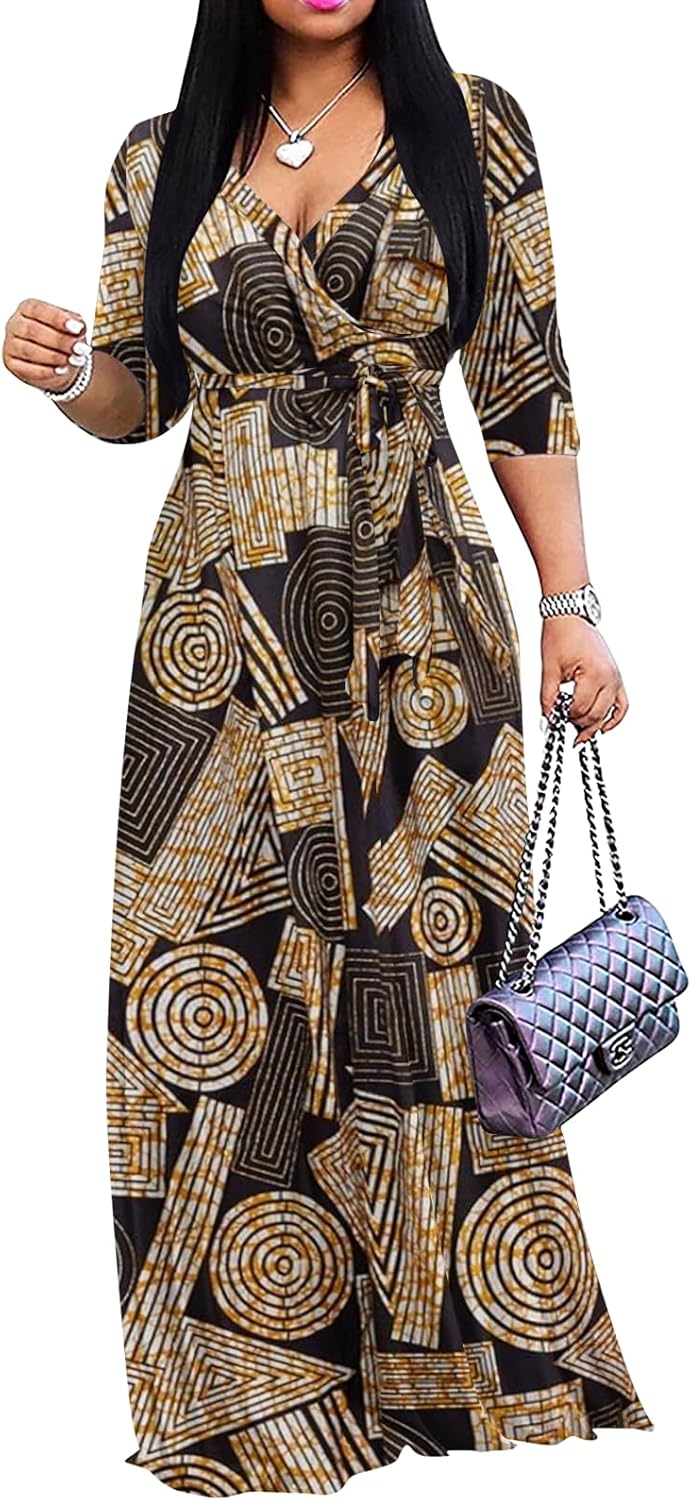 Yajedo Womens Casual Summer Maxi Dress Plus Size V Neck Style