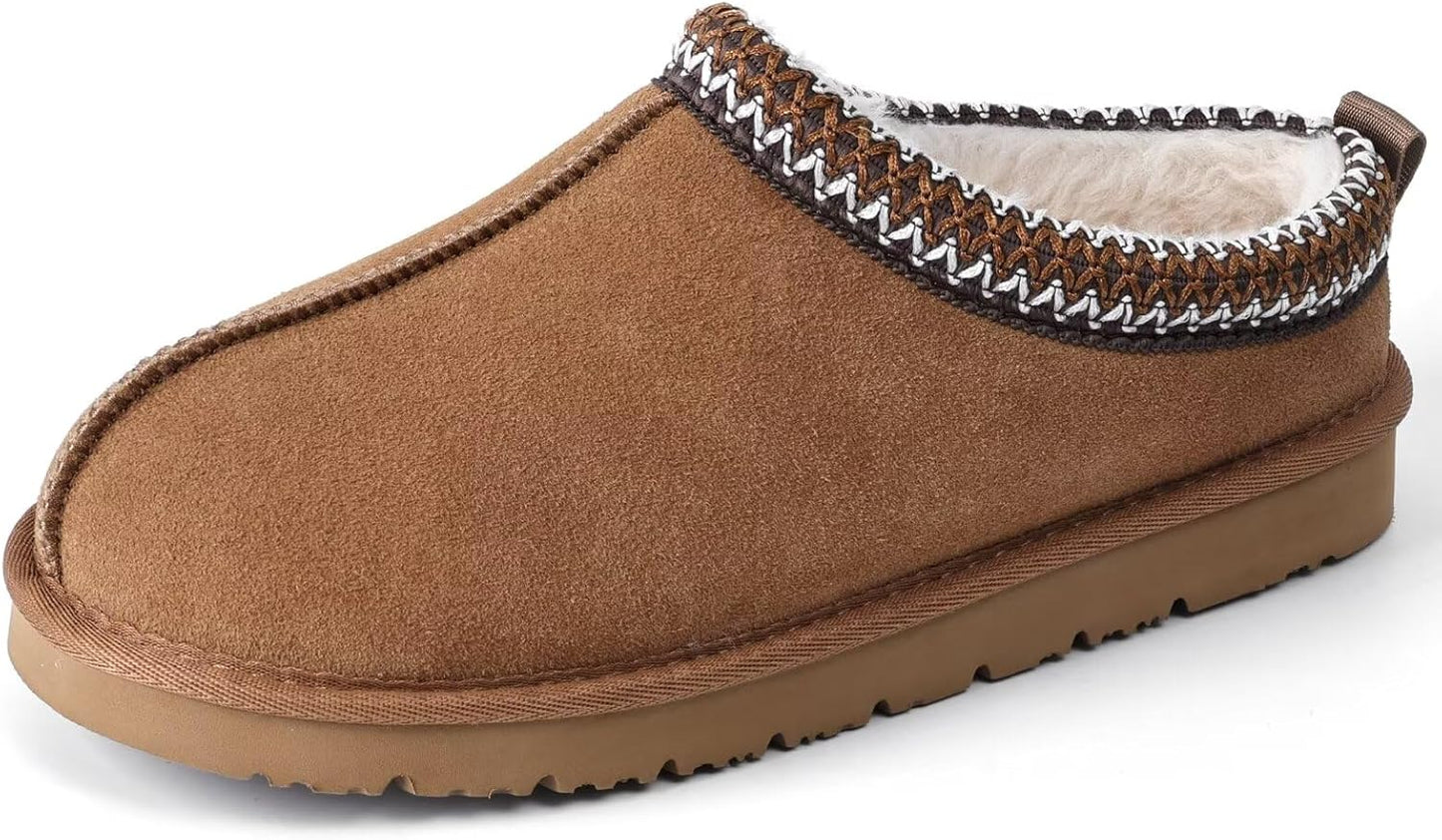 OOW Genuine Suede Slippers for Women with Memory Foam Comfort