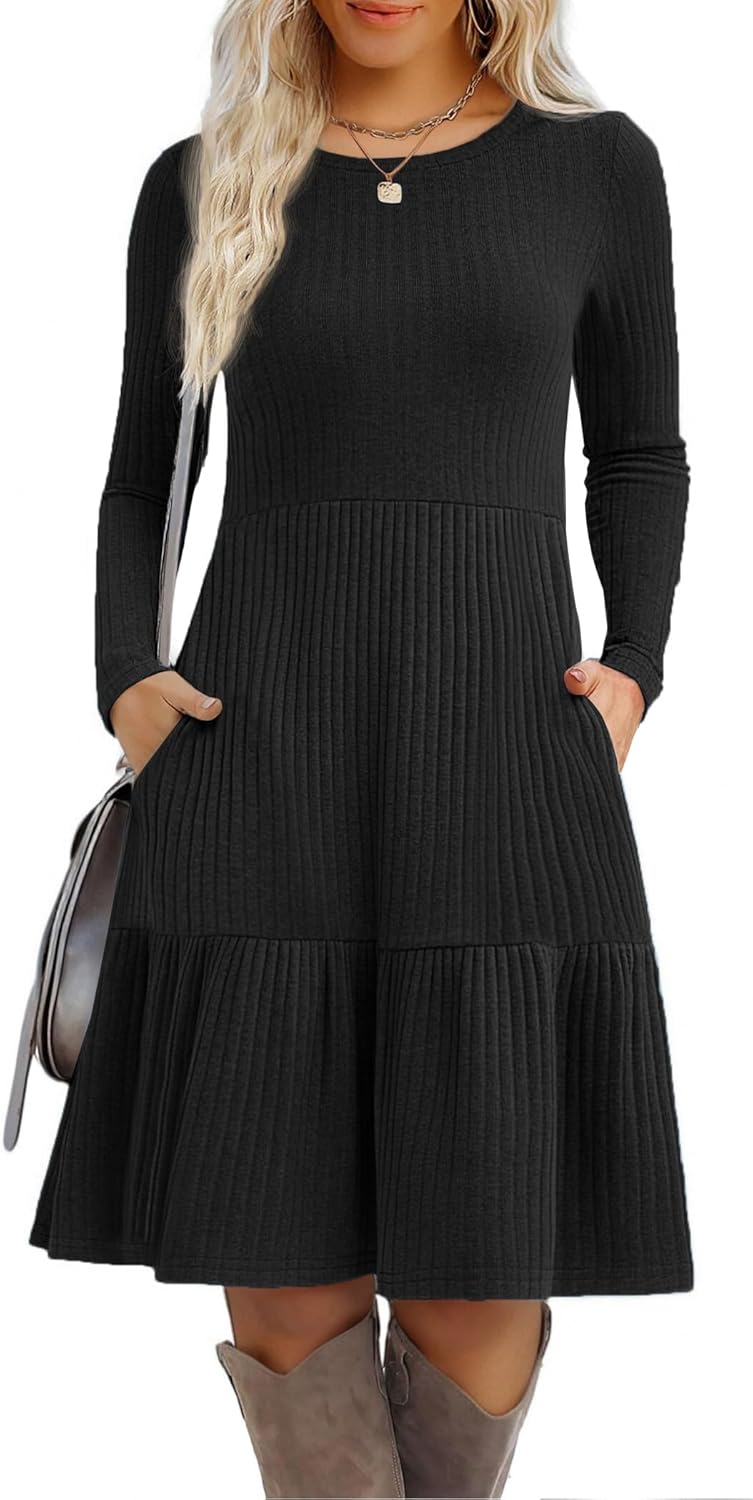Zeagoo Womens Long Sleeve Fall Dresses with Pockets for Style