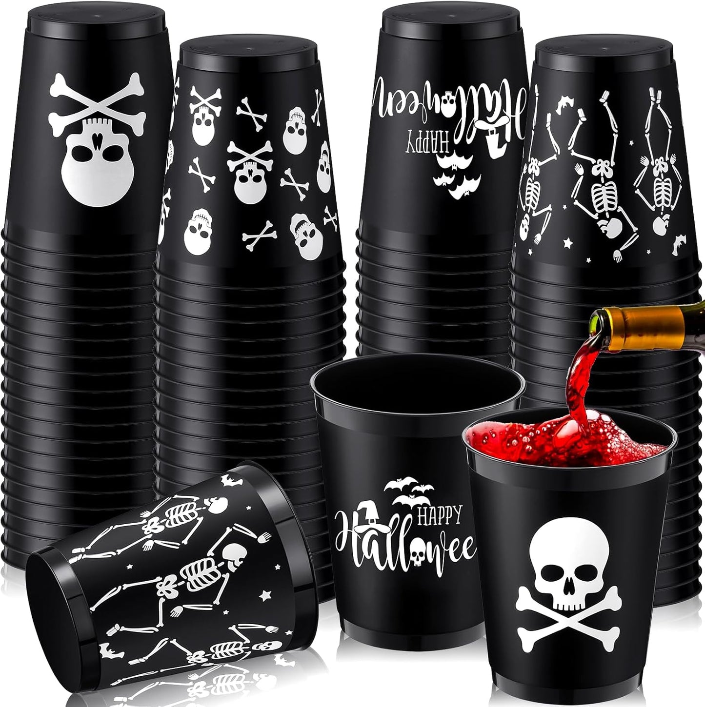 Lallisa 100 Pcs 16 oz Halloween Cups for Spooky Parties