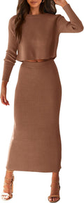 PRETTYGARDEN Women's 2 Piece Sweater Set - Cozy Bodycon Fall Outfit