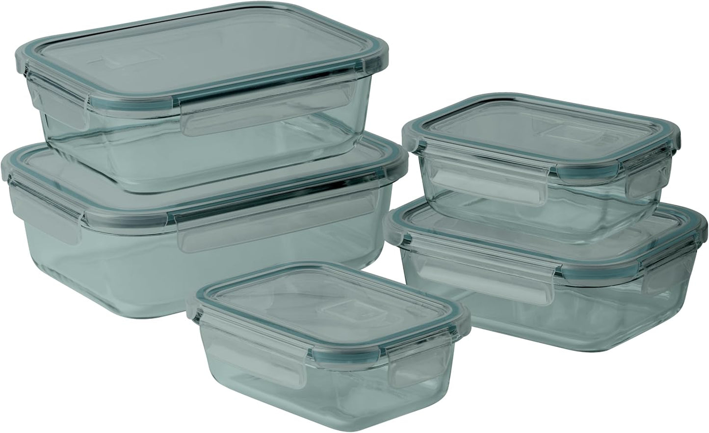 Premium 10-Pc. Colored Glass Food Container Set for Meal Prep