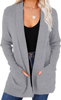 Waffle Knit Open Front Cardigan - Cozy Long-Sleeve Cardigan for Women
