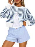 Trendy Queen Cropped Cardigan Sweater for Women - Lightweight Y2k open