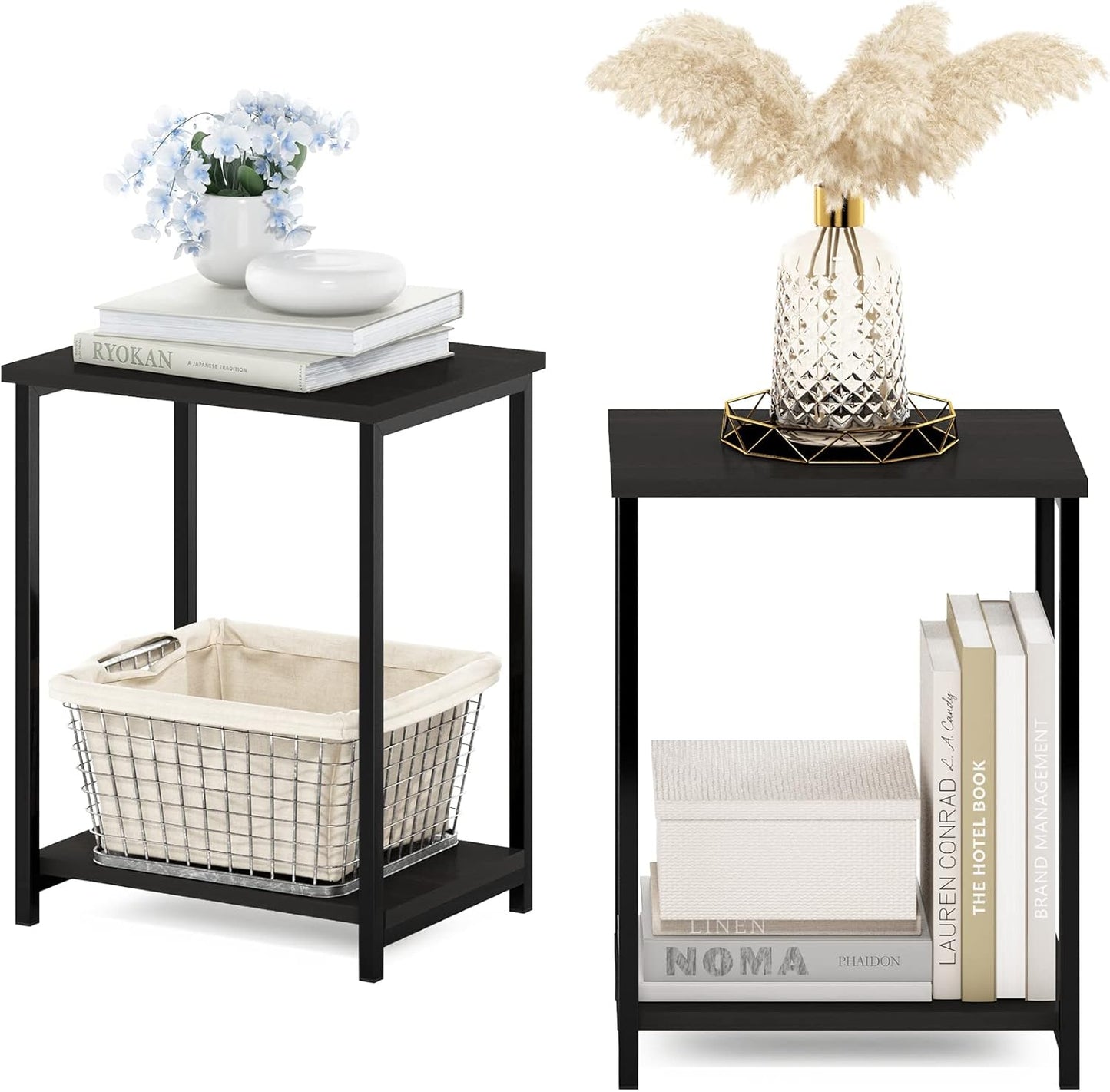 Furinno Simplistic Metal Frame End Table 2-Pack for Storage