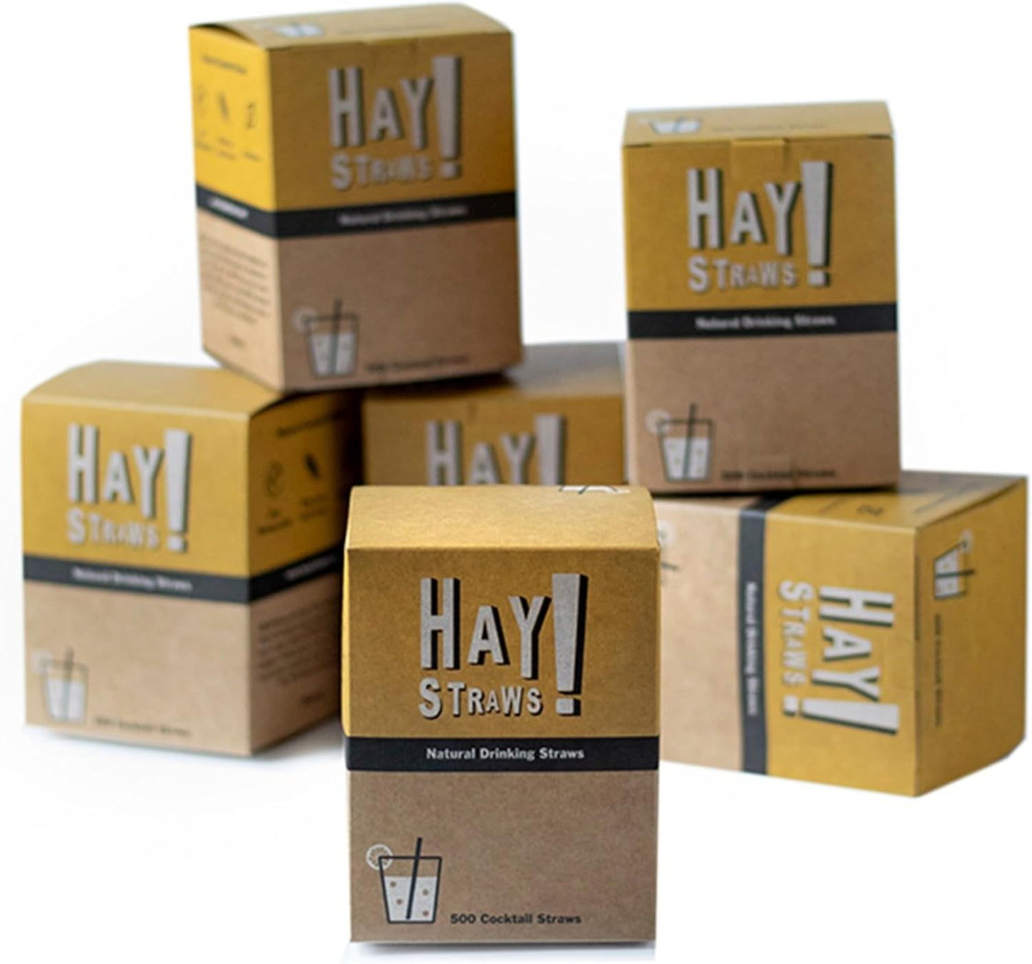 HAY! Straws 5 Cocktail Straws - Eco-Friendly Natural Wheat Straws