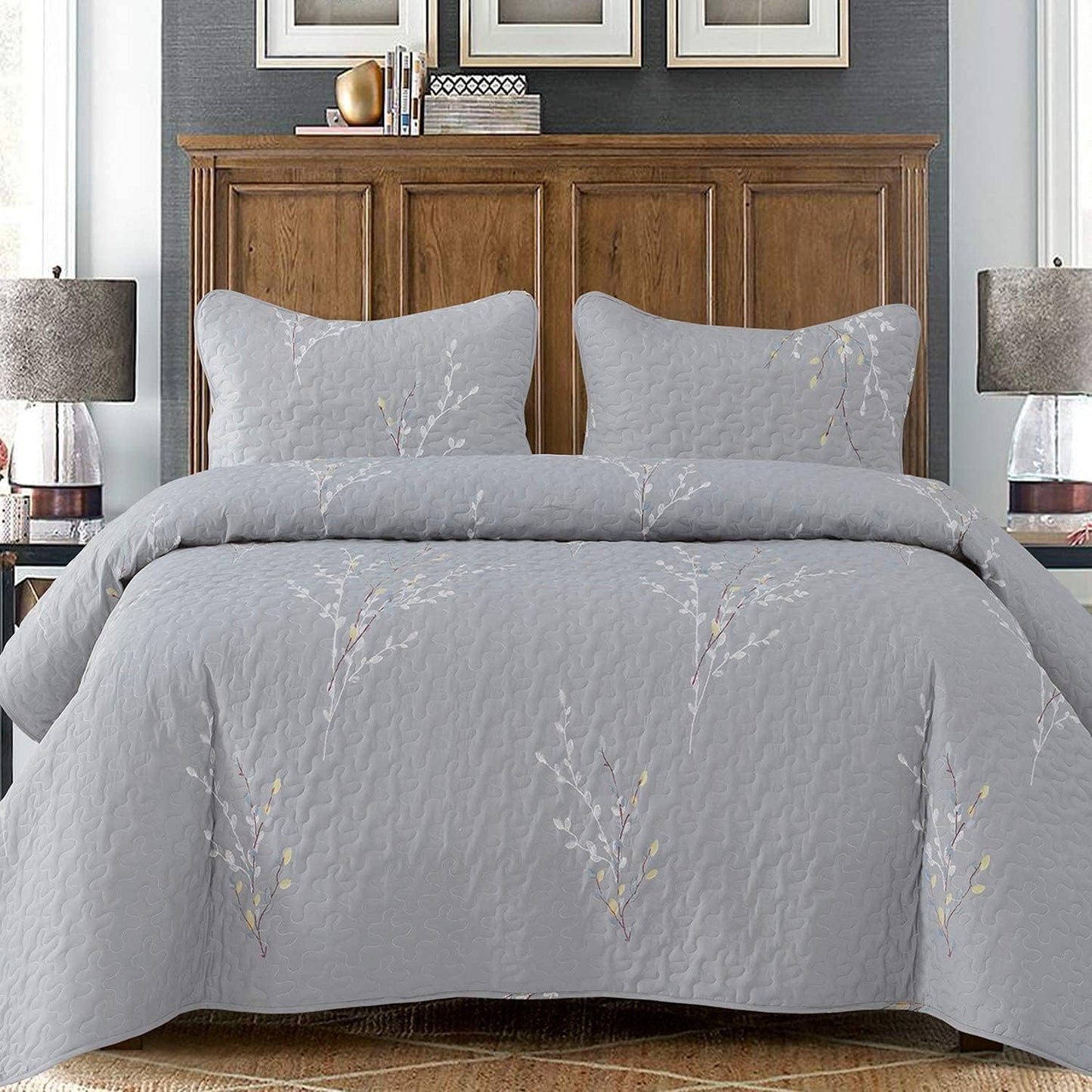 Reversible Boho Quilt Set Queen Size for All Seasons Bedding