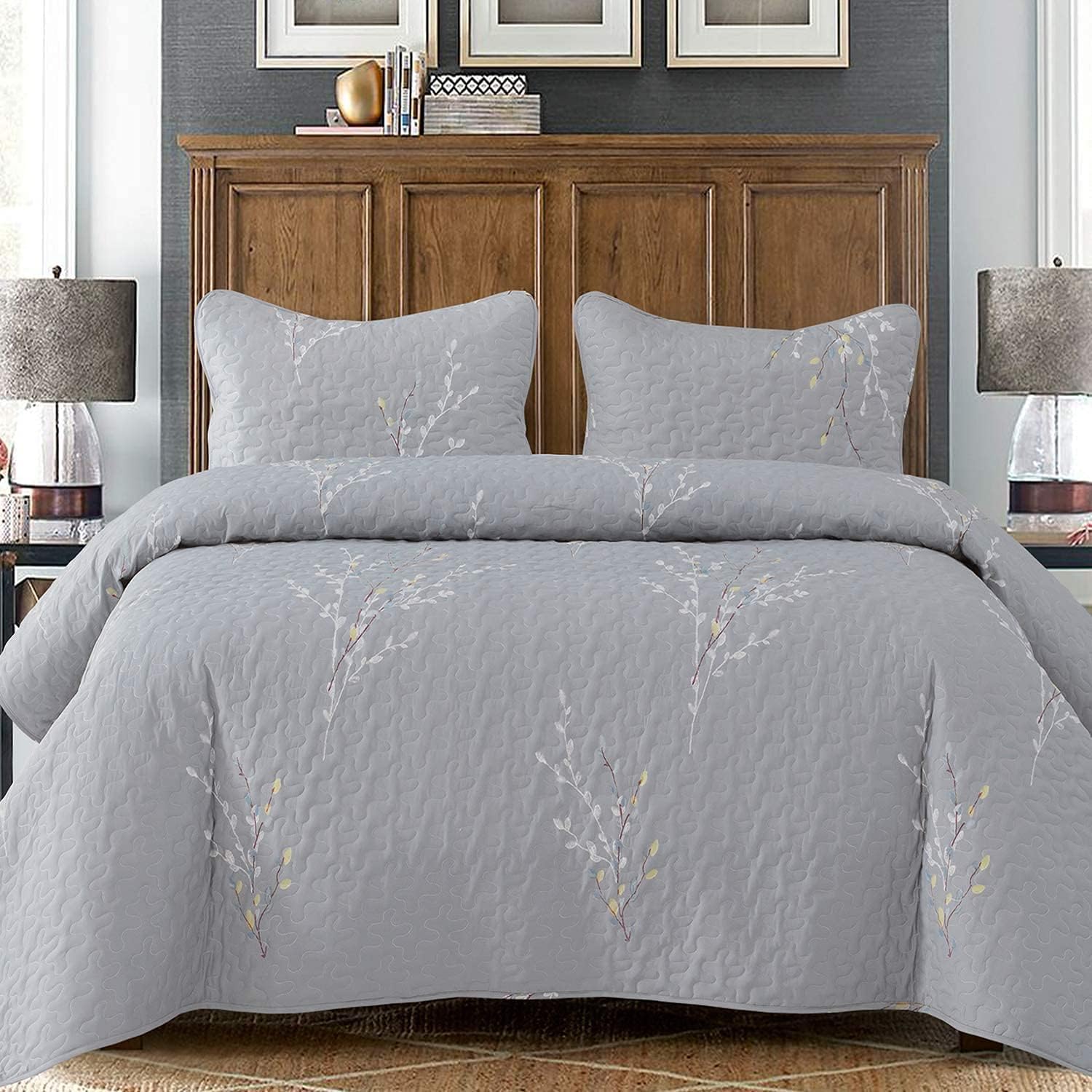 Reversible Boho Quilt Set Queen Size for All Seasons Bedding