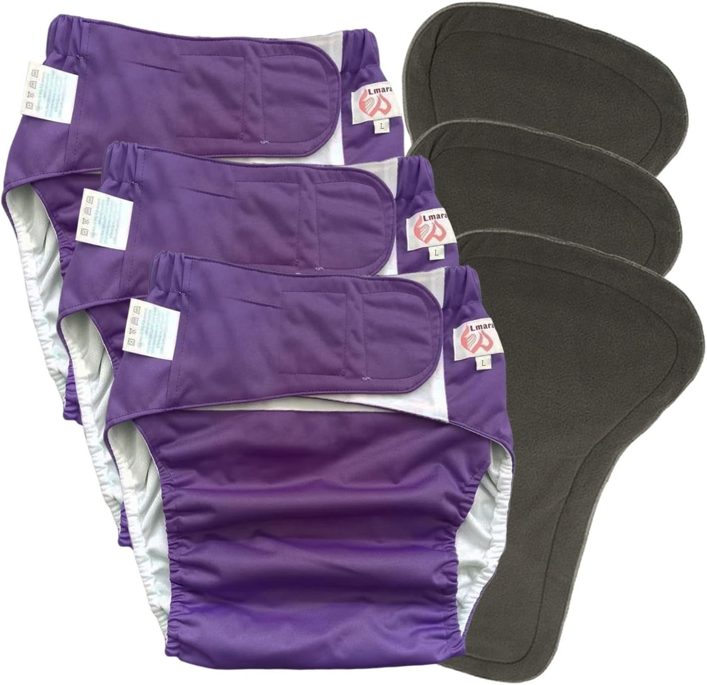 Lmaray Adult Cloth Diapers x 3: Waterproof Incontinence Care