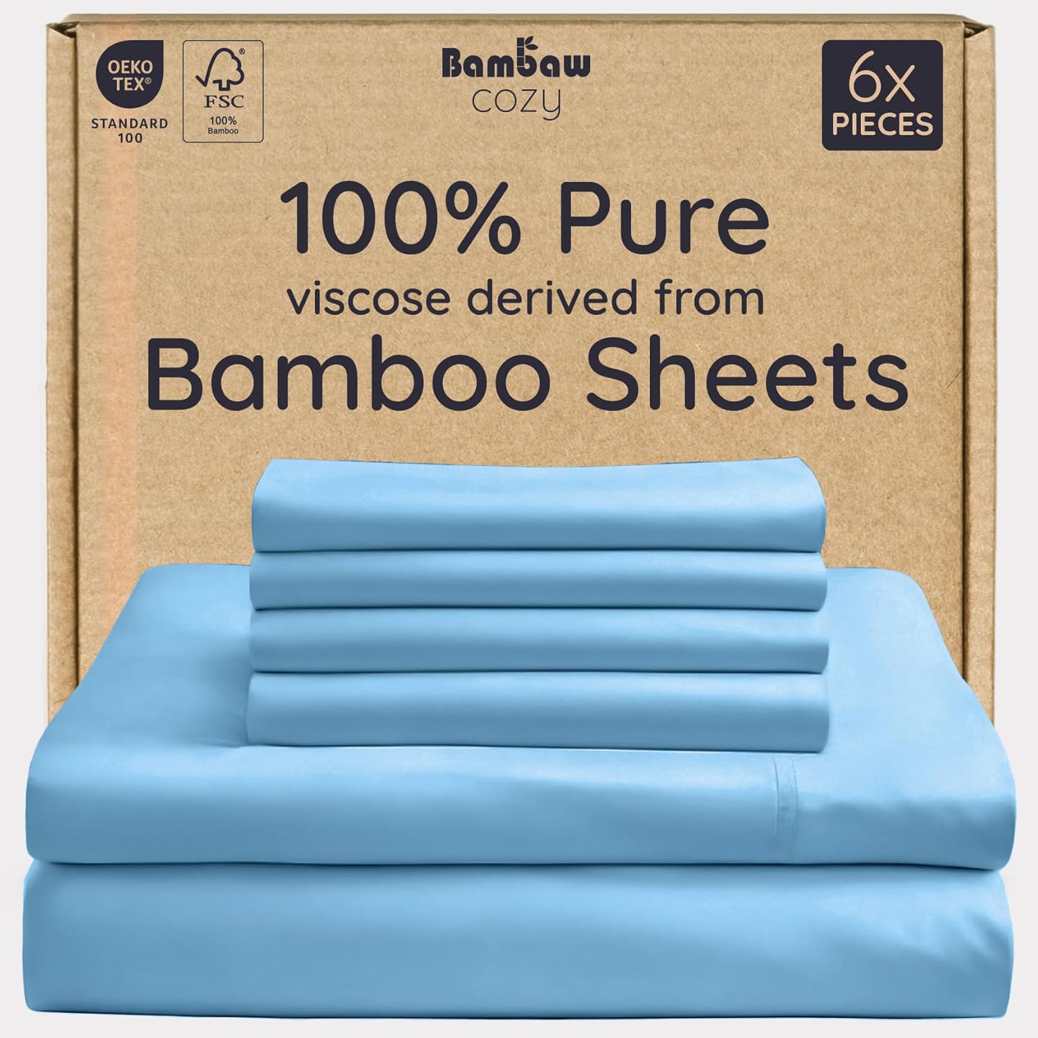 Cooling Sheets Queen Size Set of 100% Viscose Bamboo for Comfort