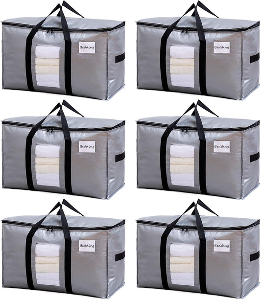 Extra Large Moving Bags for Storage - Heavy Duty Totes 6 Pack