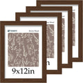 9x12 Picture Frame 4 Pack - Brown Woodgrain with Tempered Glass