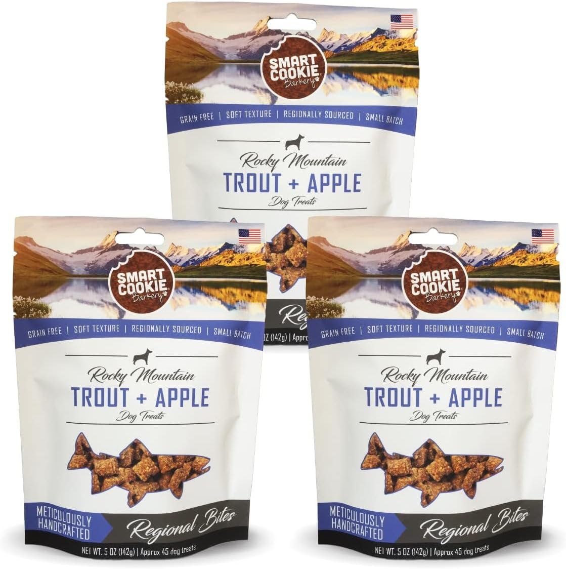 Smart Cookie Trout & Apple Dog Treats - Grain Free Chewy Bites