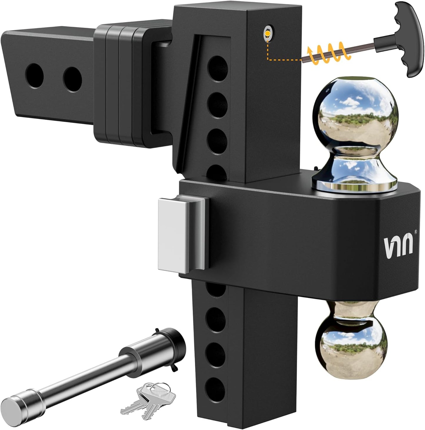 VNN Adjustable Drop Hitch for Trucks, Heavy Duty Dual-Ball Design
