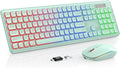 Wireless Keyboard and Mouse Combo Mint Green - RGB Backlit