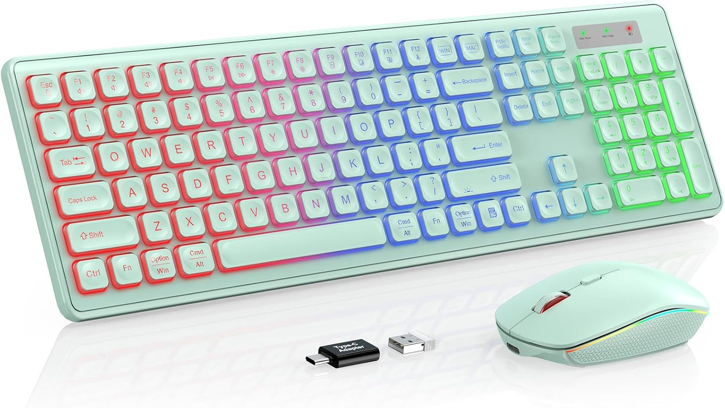 Wireless Keyboard and Mouse Combo with RGB Backlit Features